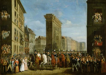 Paso de los soberanos aliados frente a la Porte Saint-Denis, 31 de marzo de 1814